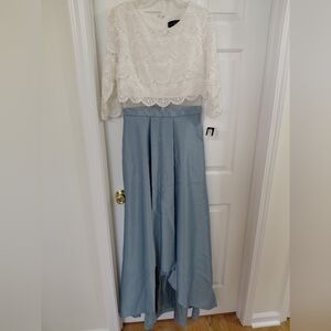 Light Blue &White Formal Dress